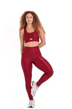 Conjunto Canelado Bicolor com bolso, vinho