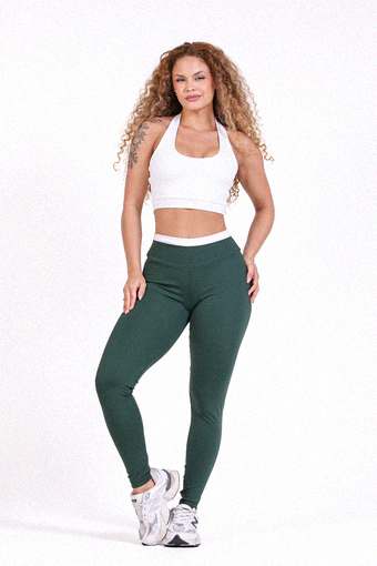 Legging empina bumbum: conjunto canelado bicolor Verde com OFF da BFF Fitness Atacado